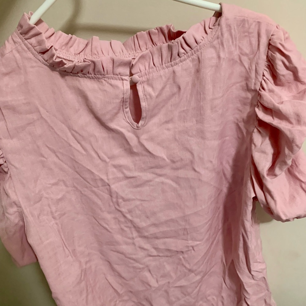 Vine & Love Soft Pink Ruffle Blouse